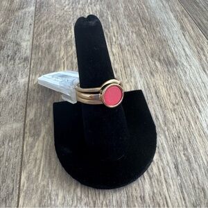 NWT! Tamaranda Fashion Stack Ring with Round Peach Resin Gold Plating - Size 8